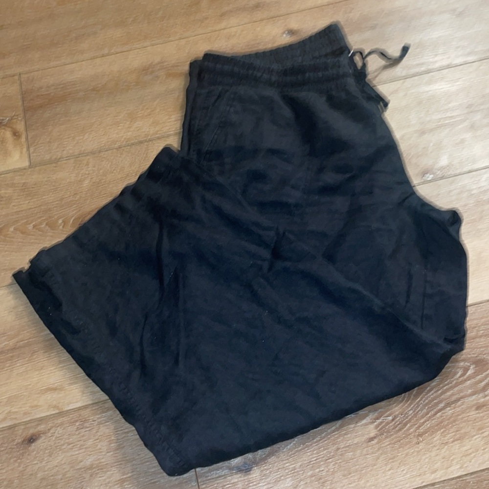 Amazon Essentials Black 100% Linen Pull-On Pants … - image 2